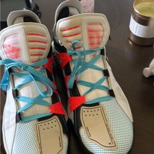 Men’s Adidas Dame 6  Sneakers in White, Light Blue & Red - Lightweight Comfort